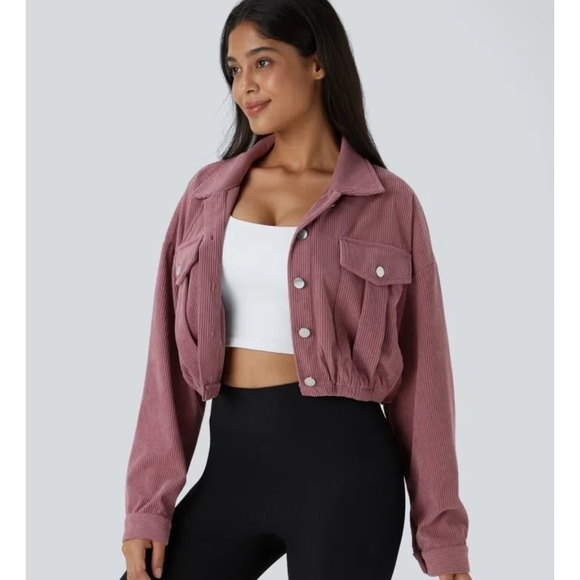 HALARA Jackets & Blazers - HALARA Rose Pink Corduroy Utility Jacket